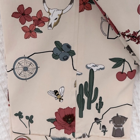 Tory Burch Sylvan Floral and Desert Motifs Cropped Pants - Multi - Size 28 - Picture 1 of 2